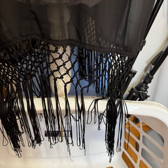 UMGEE Sheer Black Fringe Wrap Cardigan - Picture 8 of 9